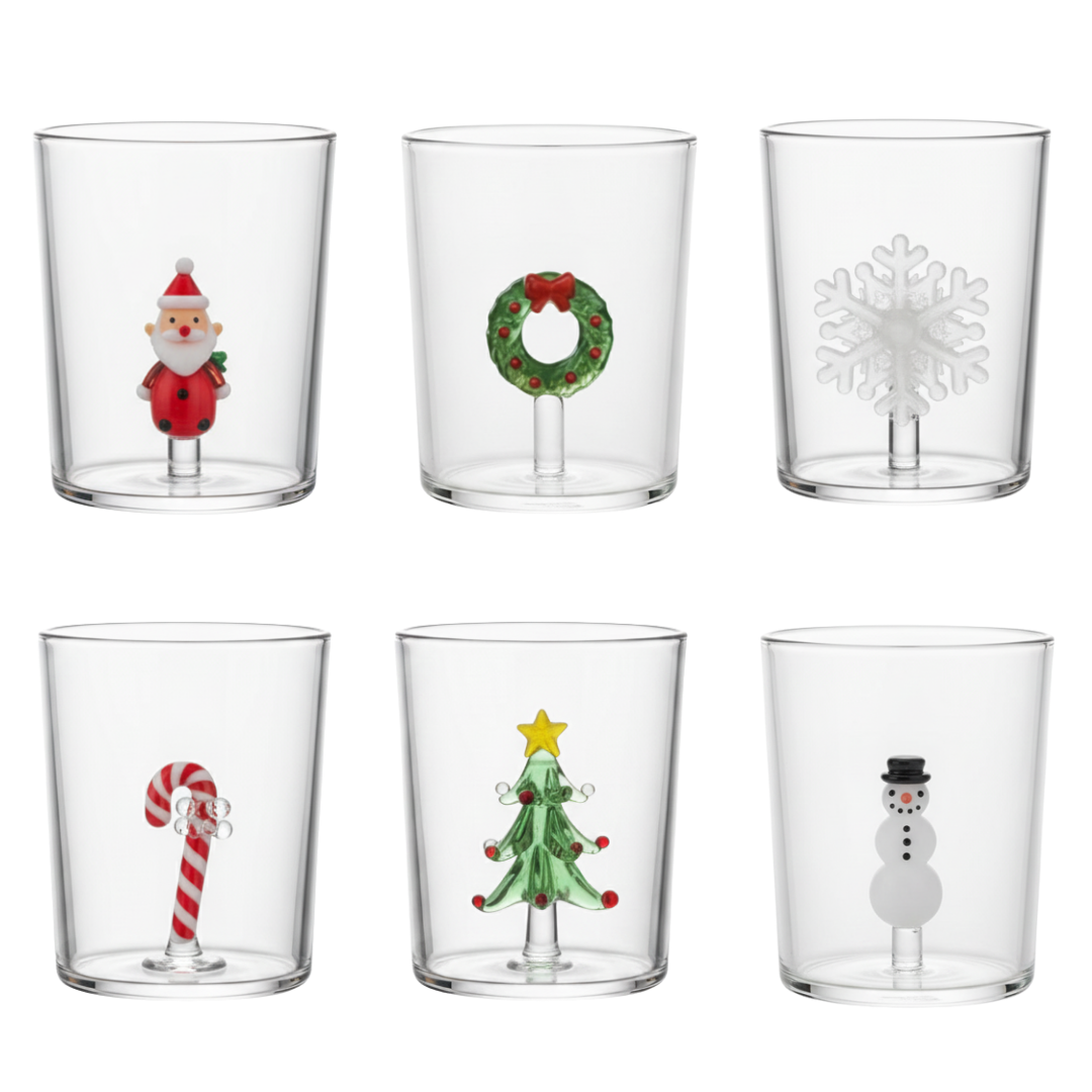Drikkeglas - Mundblæste - Juledesign - 5 stk. - 300ML