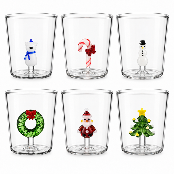 Drinkglazen - Handgeblazen - Kerst Design - 5 stuks - 300ML
