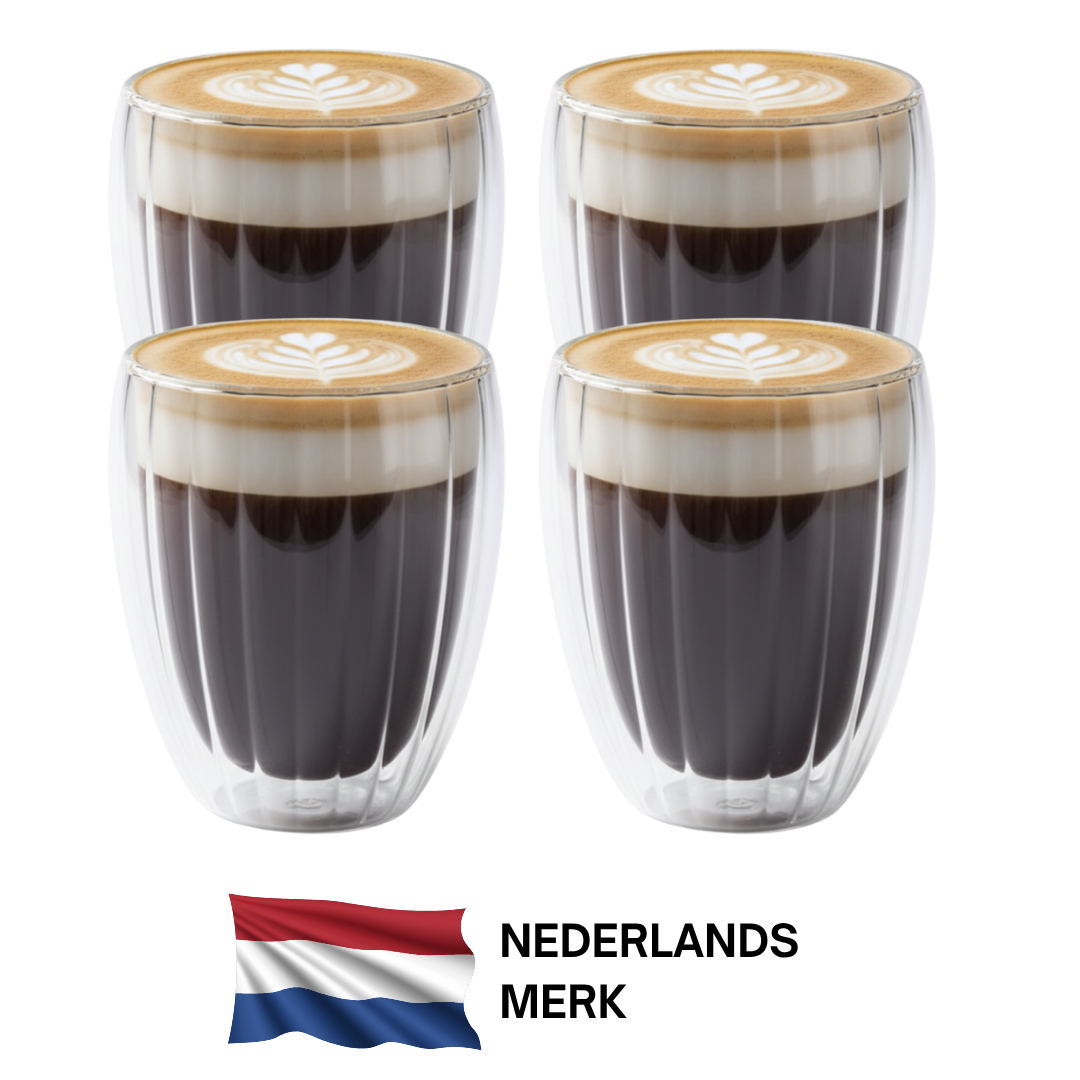 Handgeblazen Dubbelwandige Glazen - 350ML - 4 Stuks