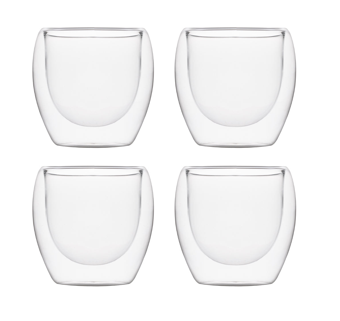 Betrahan Handgeblazen Dubbelwandige Glazen - 150ML Set van 4 - Koffieglazen - Theeglazen - Gratis Glazen Rietjes