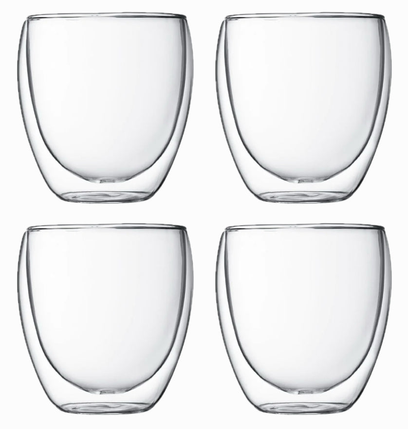 Betrahan Handgeblazen Dubbelwandige Glazen - 250ML Set van 4 - Koffieglazen - Theeglazen - Cappuccino Glazen - Gratis Glazen Rietjes