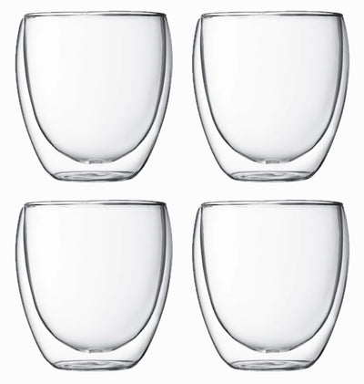 Betrahan Handgeblazen Dubbelwandige Glazen - 250ML Set van 4 - Koffieglazen - Theeglazen - Cappuccino Glazen - Gratis Glazen Rietjes