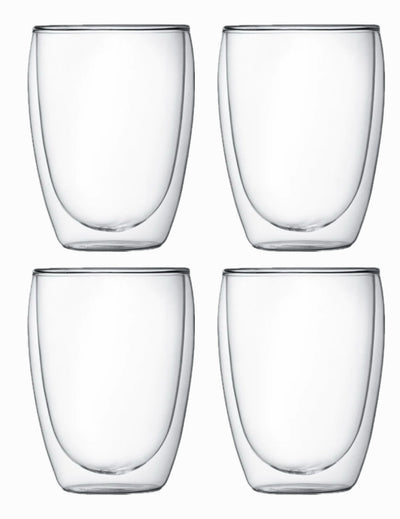 Betrahan Handgeblazen Dubbelwandige Glazen - 350ML Set van 4 - Theeglazen - Koffieglazen - Gratis Glazen Rietjes