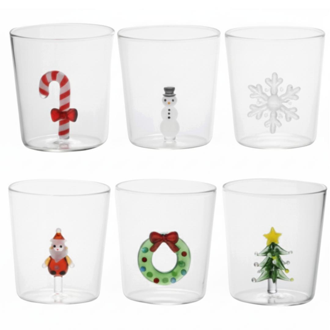 Drinkglazen - Handgeblazen - Kerst Design - 5 stuks - 300ML