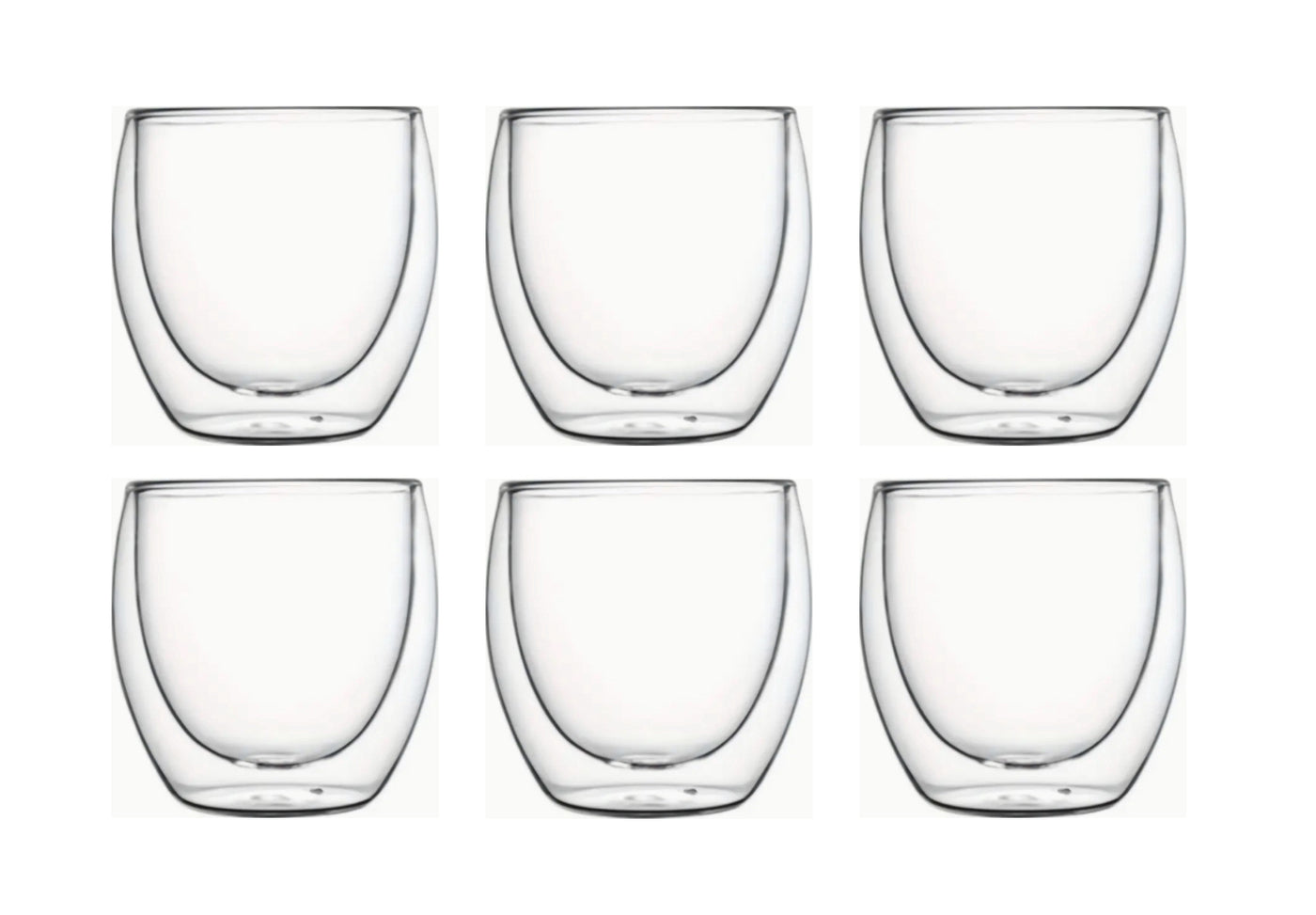 Betrahan Handgeblazen Dubbelwandige Glazen - 80ML Set van 6 Stuks - Espressoglazen - Koffieglas - Shotglas