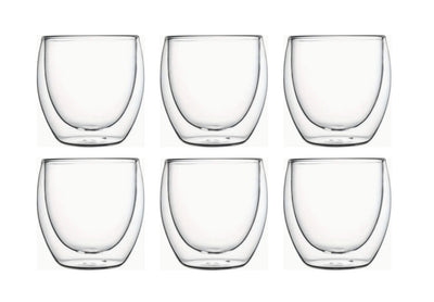 Betrahan Handgeblazen Dubbelwandige Glazen - 80ML Set van 6 Stuks - Espressoglazen - Koffieglas - Shotglas