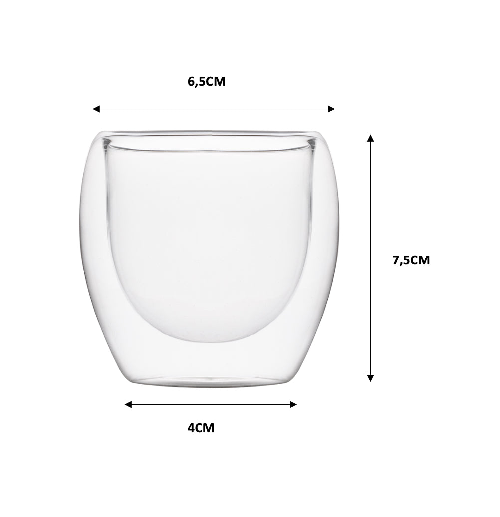 Betrahan Handgeblazen Dubbelwandige Glazen - 150ML Set van 4 - Koffieglazen - Theeglazen - Gratis Glazen Rietjes
