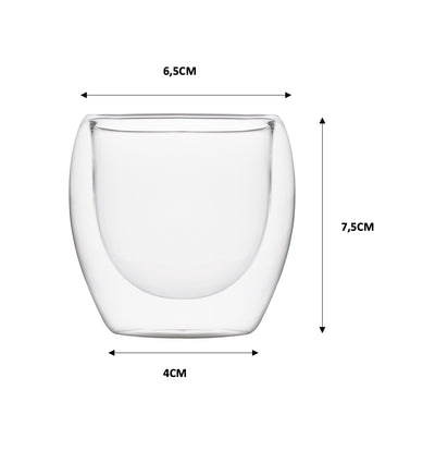 Betrahan Handgeblazen Dubbelwandige Glazen - 150ML Set van 4 - Koffieglazen - Theeglazen - Gratis Glazen Rietjes