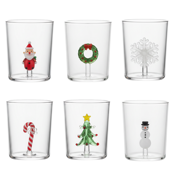 Drikkeglas - Mundblæste - Juledesign - 5 stk. - 300ML