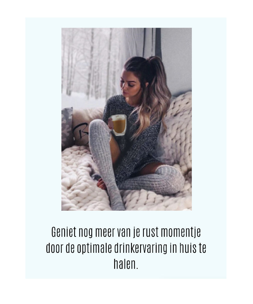 Betrahan Handgeblazen Dubbelwandige Glazen - 350ML Set van 4 - Theeglazen - Koffieglazen - Gratis Glazen Rietjes