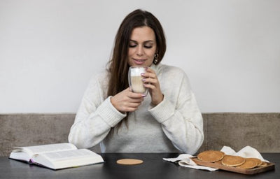 Betrahan Handgeblazen Dubbelwandige Glazen - 350ML Set van 4 - Theeglazen - Koffieglazen - Gratis Glazen Rietjes